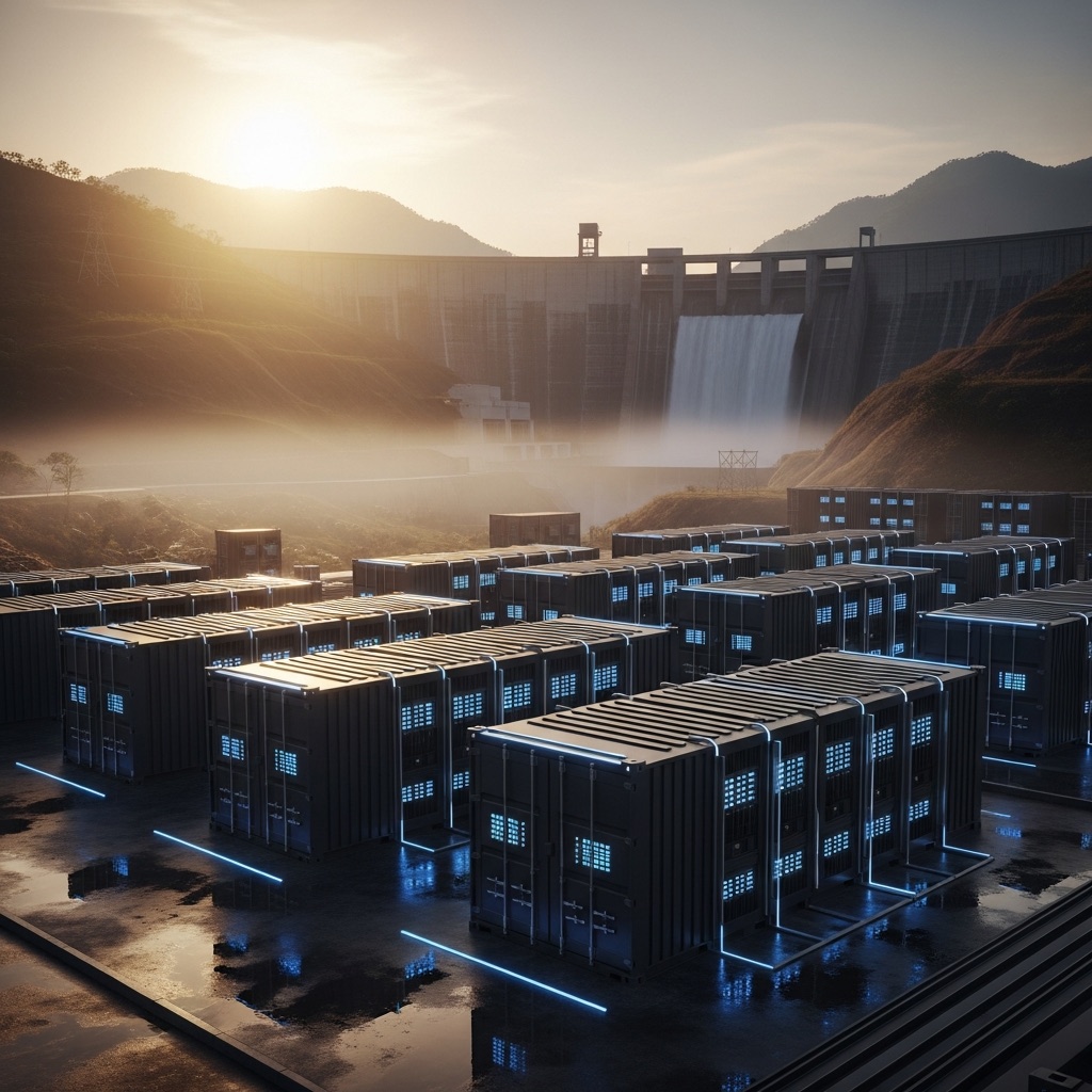 Modular computing infrastructure located near hydroelectric generation